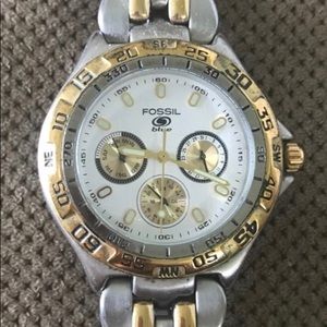 Men’s Fossil watch with silver/gold link bracelet